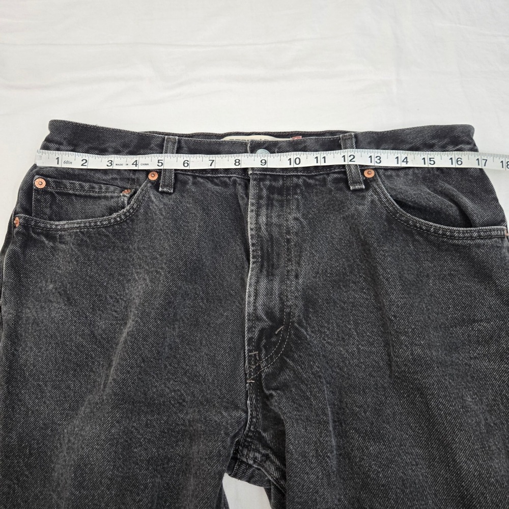 VINTAGE Levis 505 W34 L31  Black Faded Regular Fit 100% Cotton Grunge Y2K Thrash - Picture 8 of 11